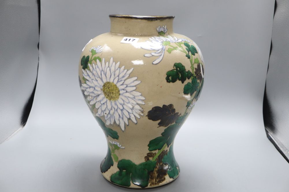 A Japanese studio pottery baluster vase, Meiji period, height 36cm